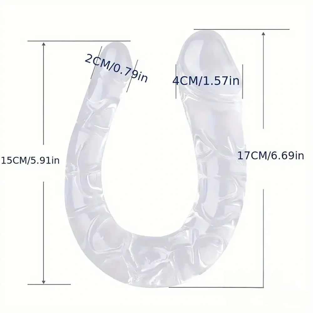 5.31in 6.69in 7.48in 8.46in Clear Dual Heads Curved U Shape Anal Dildo