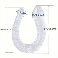 5.31in 6.69in 7.48in 8.46in Clear Dual Heads Curved U Shape Anal Dildo