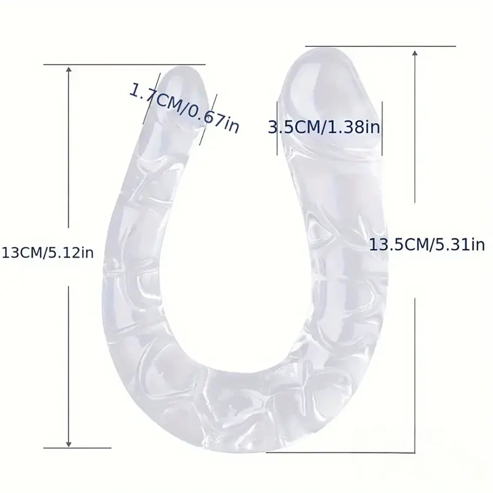 5.31in 6.69in 7.48in 8.46in Clear Dual Heads Curved U Shape Anal Dildo