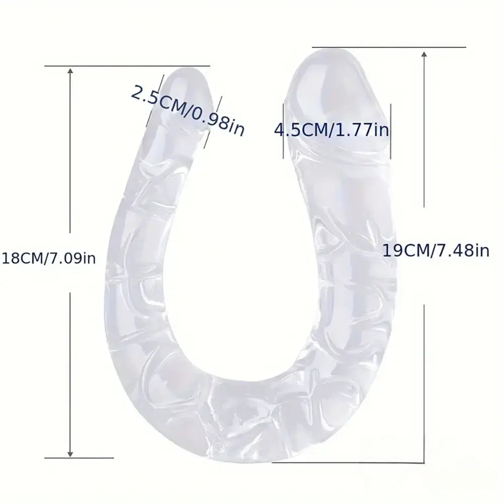 5.31in 6.69in 7.48in 8.46in Clear Dual Heads Curved U Shape Anal Dildo