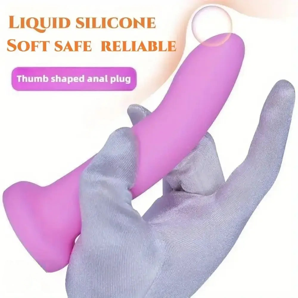 5.31in 6.69in 7.68in Thumb Shaped Silicone Soft Colored Penis Dildo