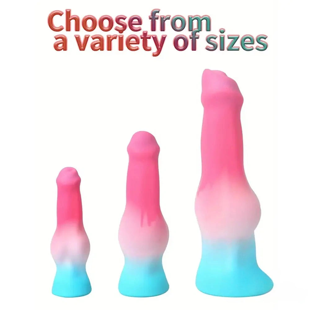 5.31in 7.09in 8.66in Fantasy Animal Dog Cock knot Silicone Thick Soft Dildo