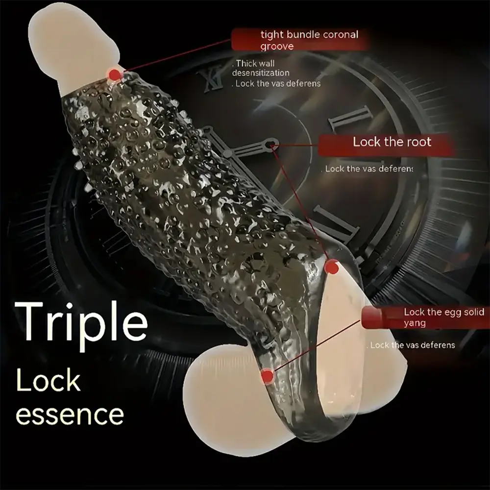 5.31in Clear Soft Spiked Cock Sleeve Dildo For Penis Enlargement Thicken