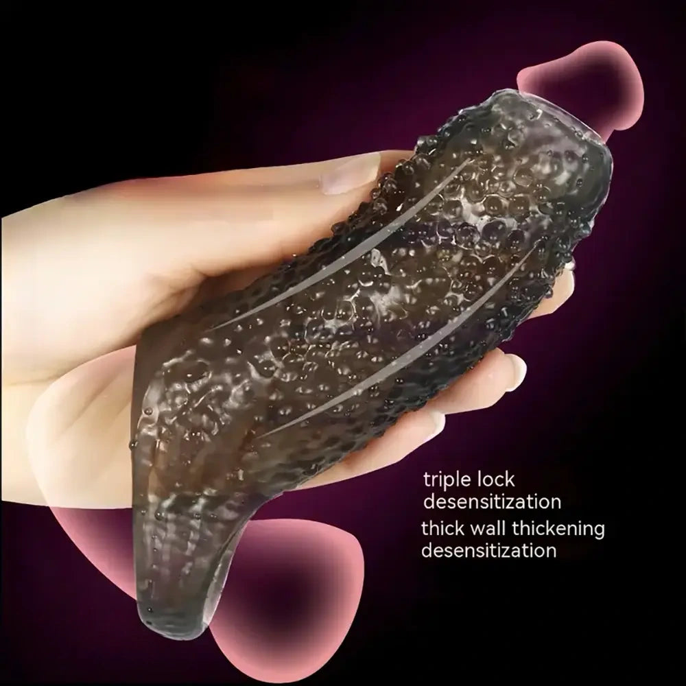 5.31in Clear Soft Spiked Cock Sleeve Dildo For Penis Enlargement Thicken