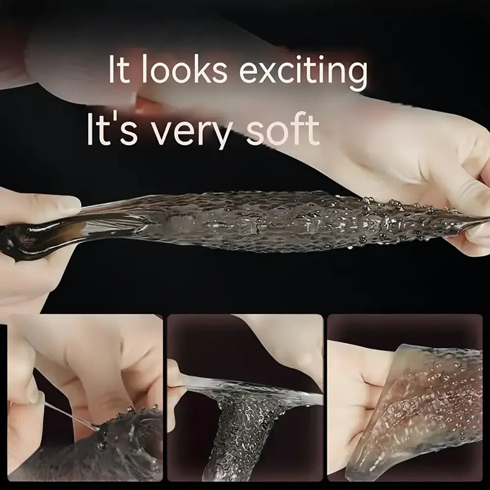 5.31in Clear Soft Spiked Cock Sleeve Dildo For Penis Enlargement Thicken