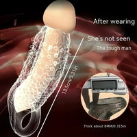 5.31in Clear Soft Spiked Cock Sleeve Dildo For Penis Enlargement Thicken
