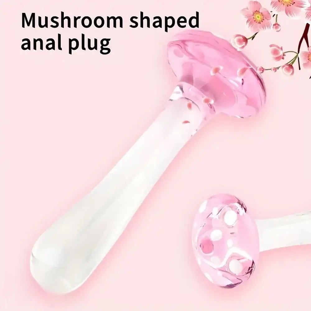 5.31in Crystal Mushroom Penis Glass Anal Small Dildo Masturbation Toy