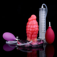 5.31in Fantasy Silicone Soft Inflatable Spraying Water Dildo For Anus Clit