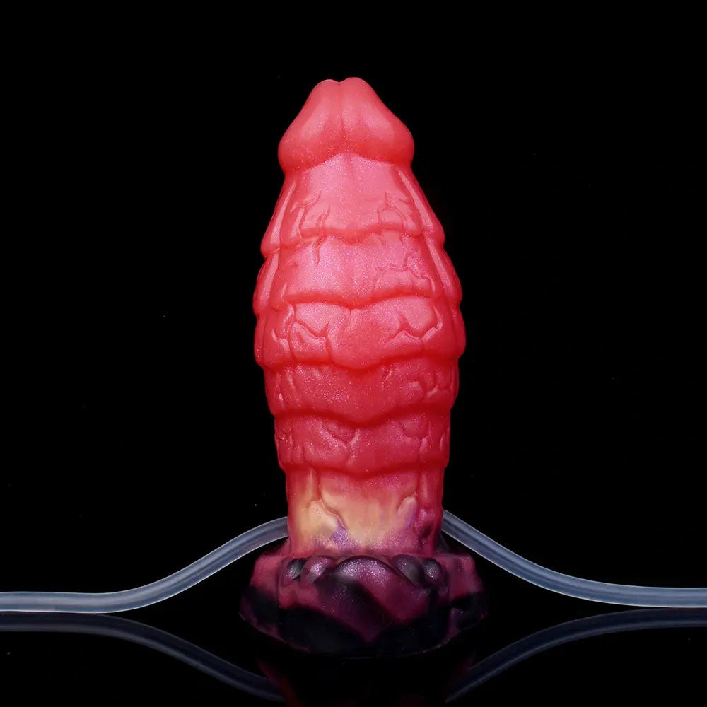 5.31in Fantasy Silicone Soft Inflatable Spraying Water Dildo For Anus Clit