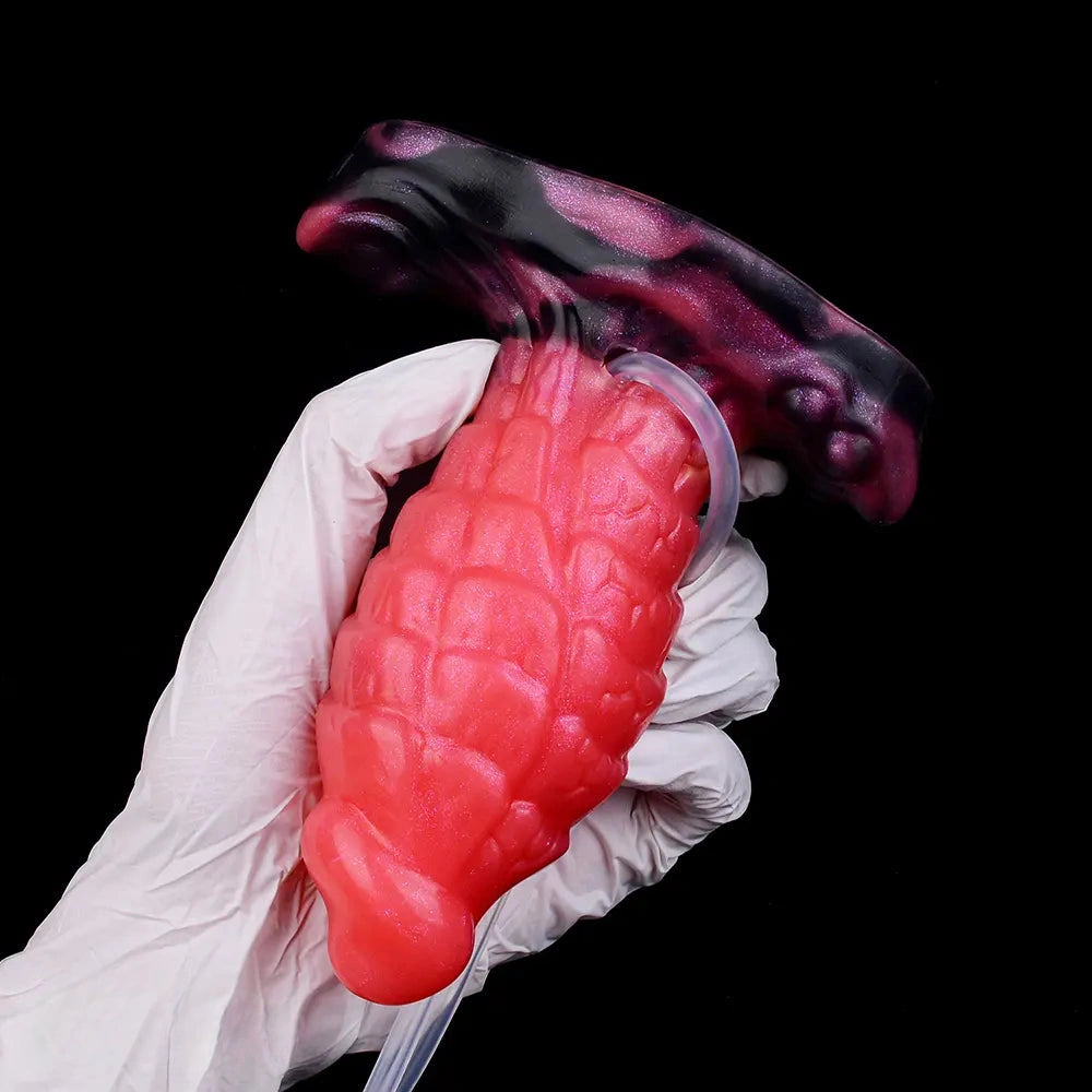 5.31in Fantasy Silicone Soft Inflatable Spraying Water Dildo For Anus Clit
