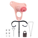 5.31in Silicone Horse Animal Cock Cage Strap on Chastity Dildo With Lock
