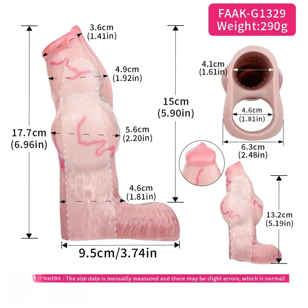 5.39in 6.73in 6.96in Dog Knot Penis Sleeve Dildo Reusable Penis Sleeve