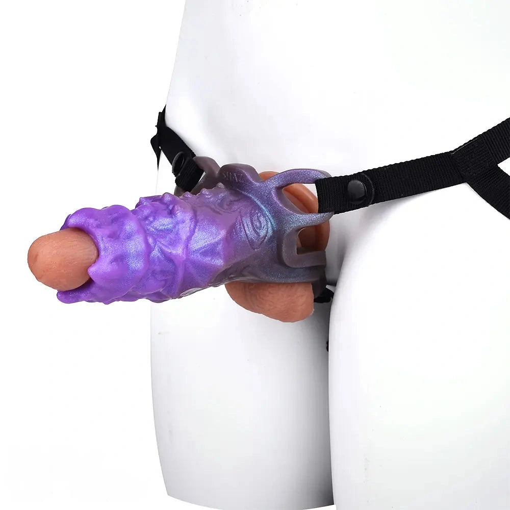 5.39in Scary Dragon Beast Creature Fantasy Hollow Dildo Sleeve With Cock Ring
