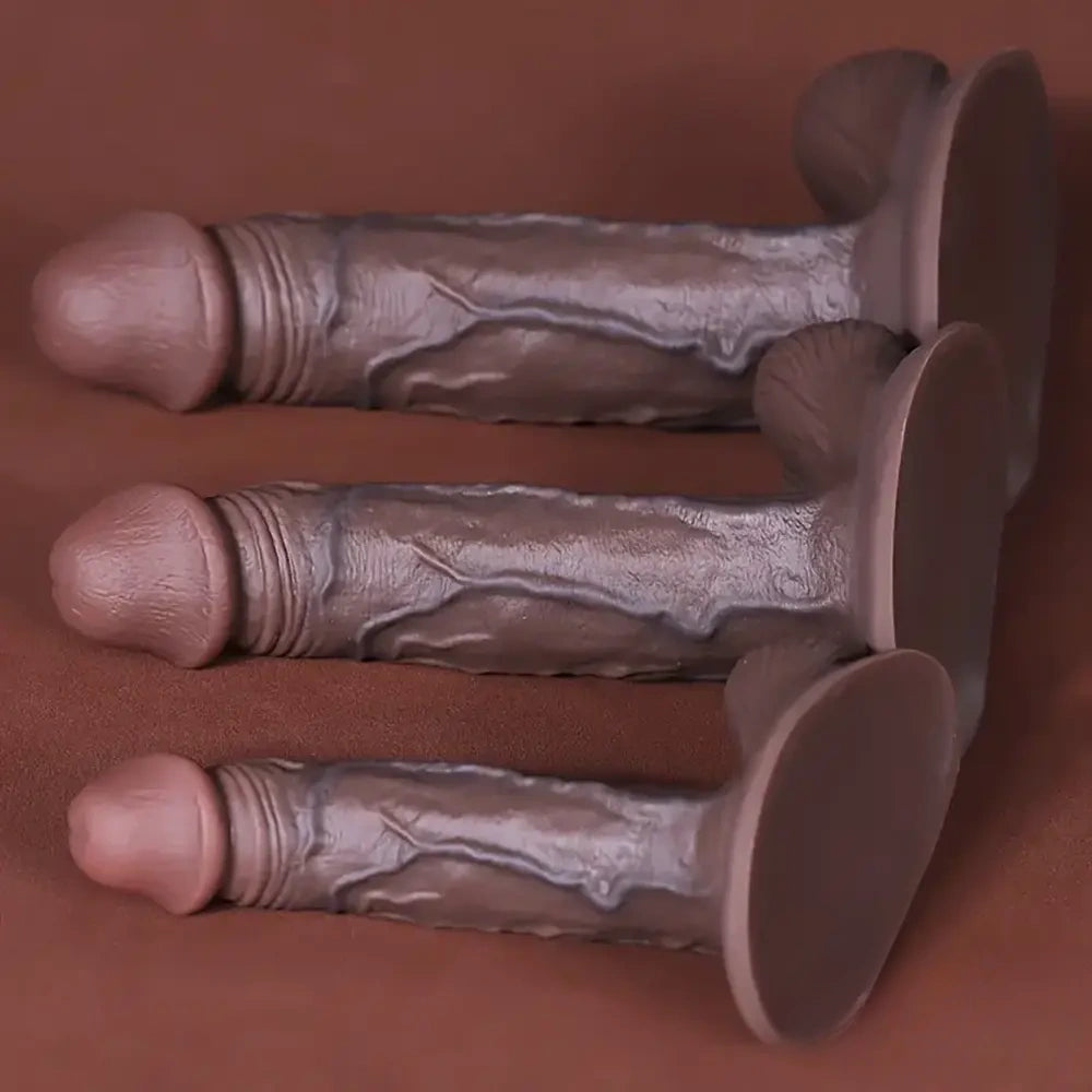 5.3in 7.09in 9.06in Ebony Silicone Soft Dildo For Flirting Orgasm