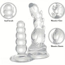 5.3in 7.48in TPE Dual Heads Clear Knot Monster Dildo With Anal Beads