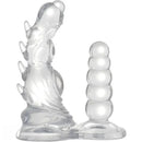5.3in 7.48in TPE Dual Heads Clear Knot Monster Dildo With Anal Beads