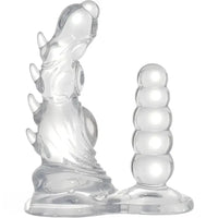 5.3in 7.48in TPE Dual Heads Clear Knot Monster Dildo With Anal Beads