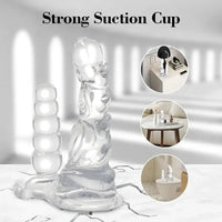 5.3in 7.48in TPE Dual Heads Clear Knot Monster Dildo With Anal Beads