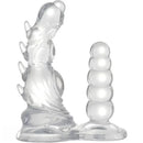 5.3in 7.48in TPE Dual Heads Clear Knot Monster Dildo With Anal Beads