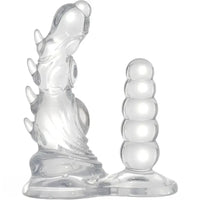 5.3in 7.48in TPE Dual Heads Clear Knot Monster Dildo With Anal Beads