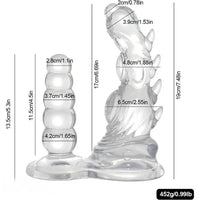 5.3in 7.48in TPE Dual Heads Clear Knot Monster Dildo With Anal Beads