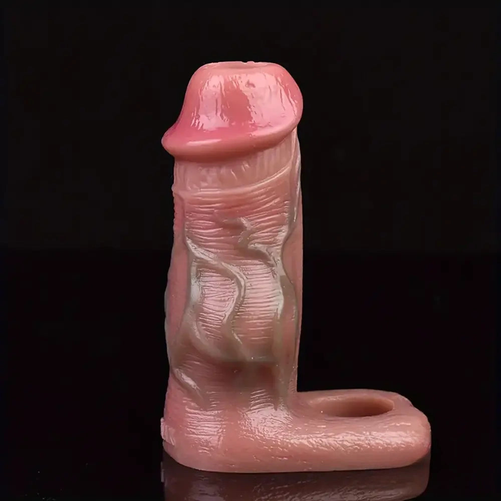 5.3in Lifelike Silicone Soft Dildo Sleeve With Big Knot Penis Extender