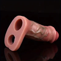 5.3in Lifelike Silicone Soft Dildo Sleeve With Big Knot Penis Extender