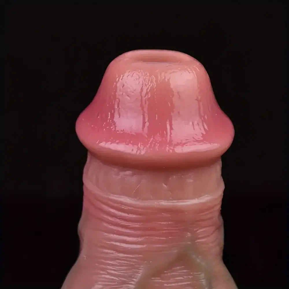 5.3in Lifelike Silicone Soft Dildo Sleeve With Big Knot Penis Extender