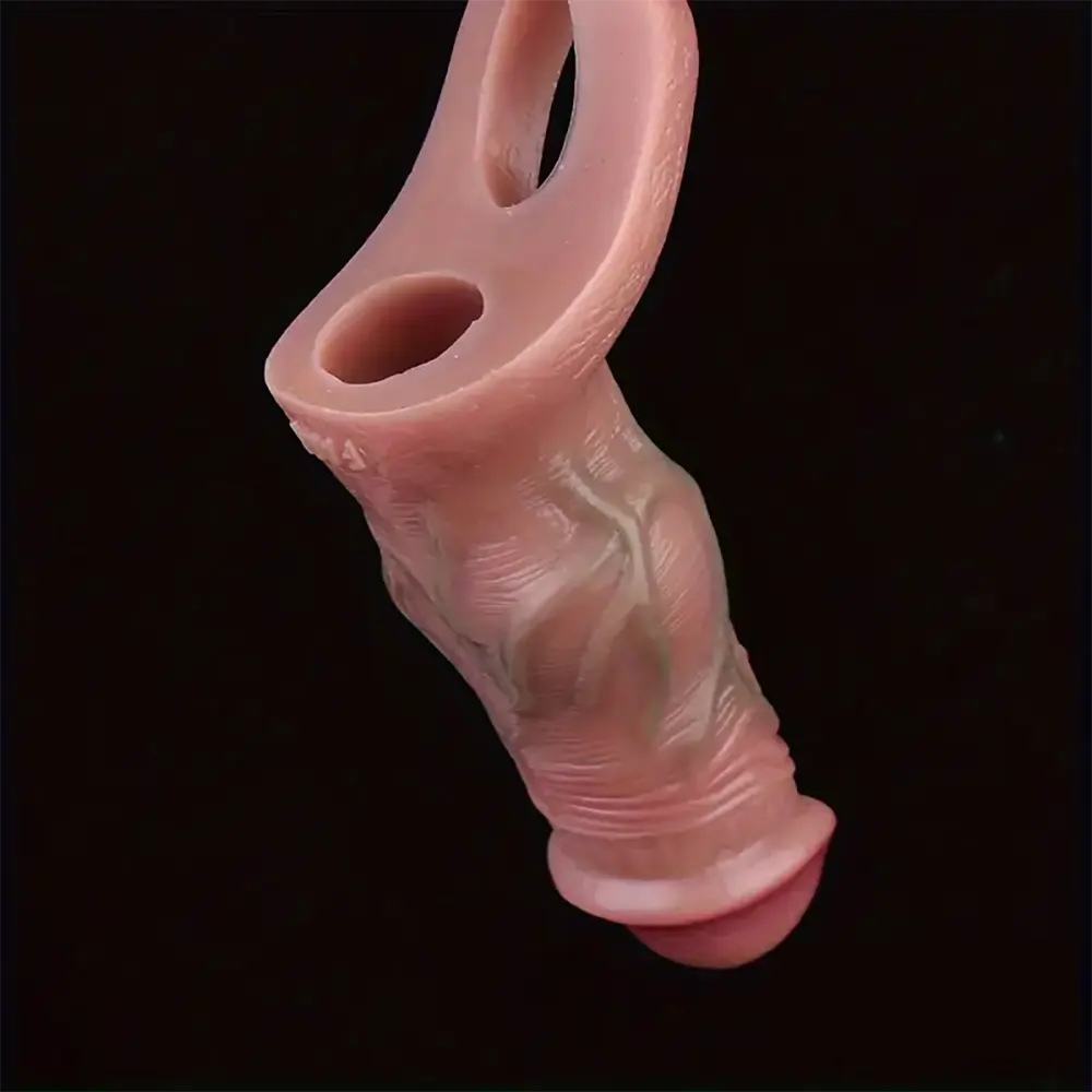5.3in Lifelike Silicone Soft Dildo Sleeve With Big Knot Penis Extender