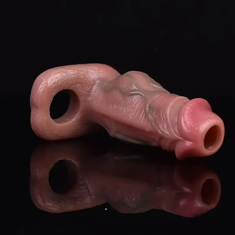 5.3in Lifelike Silicone Soft Dildo Sleeve With Big Knot Penis Extender