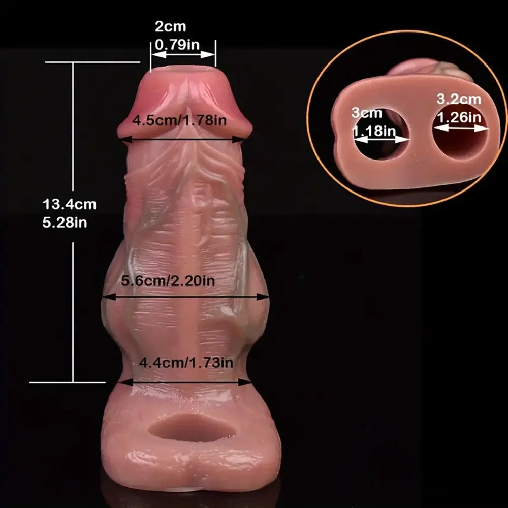 5.3in Lifelike Silicone Soft Dildo Sleeve With Big Knot Penis Extender