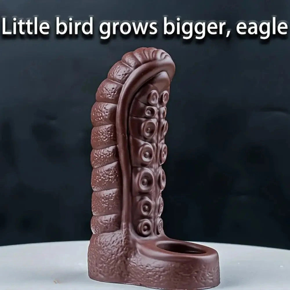 5.3in Soft Tentacle Dildo Sleeve Hollow Silicone Cock Sleeve For Extended