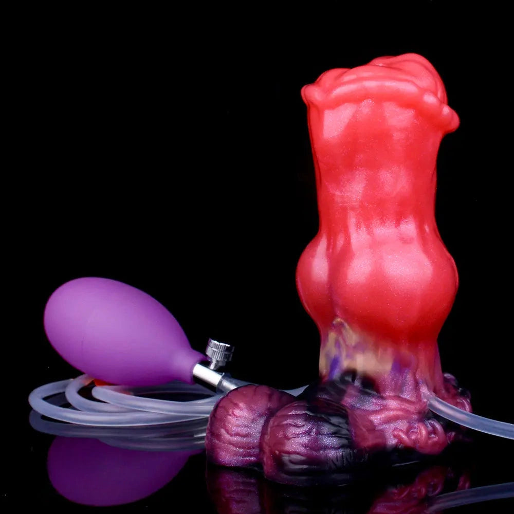 5.43in Fantasy Horse Knotted Silicone Soft Inflatable Spraying Water Dildo