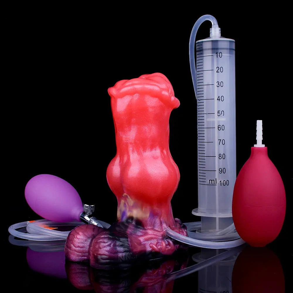5.43in Fantasy Horse Knotted Silicone Soft Inflatable Spraying Water Dildo