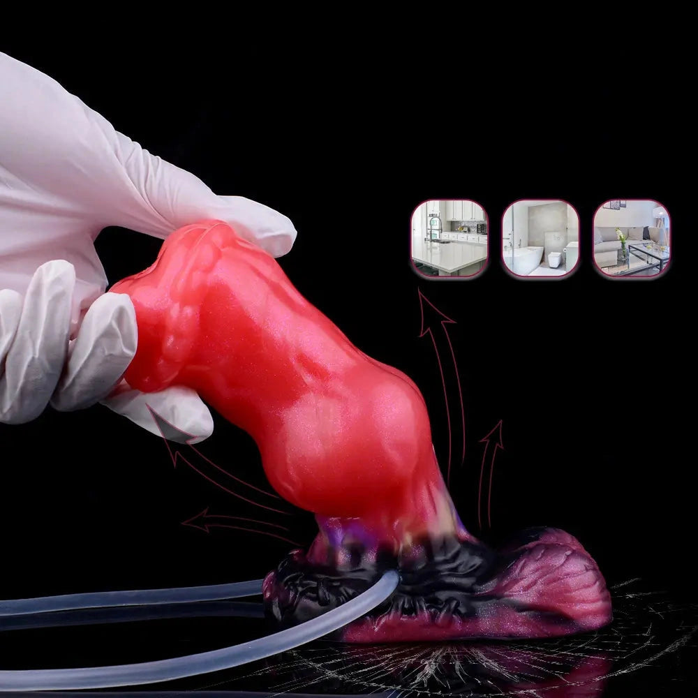 5.43in Fantasy Horse Knotted Silicone Soft Inflatable Spraying Water Dildo