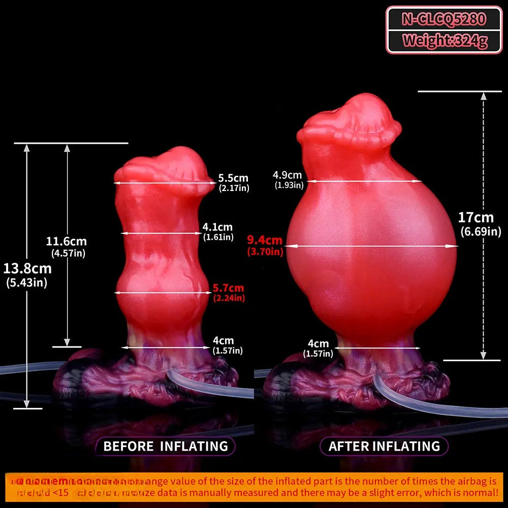 5.43in Fantasy Horse Knotted Silicone Soft Inflatable Spraying Water Dildo