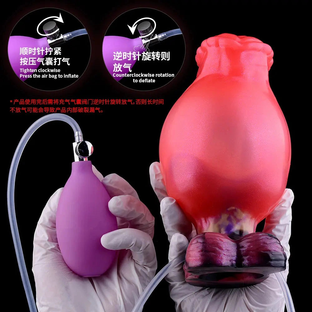 5.43in Fantasy Horse Knotted Silicone Soft Inflatable Spraying Water Dildo