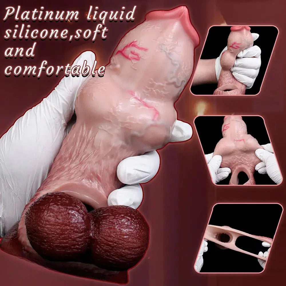 5.47in 6.49in 6.77in Realistic Dog Lifelike Dildo Sleeve With Close Open Head