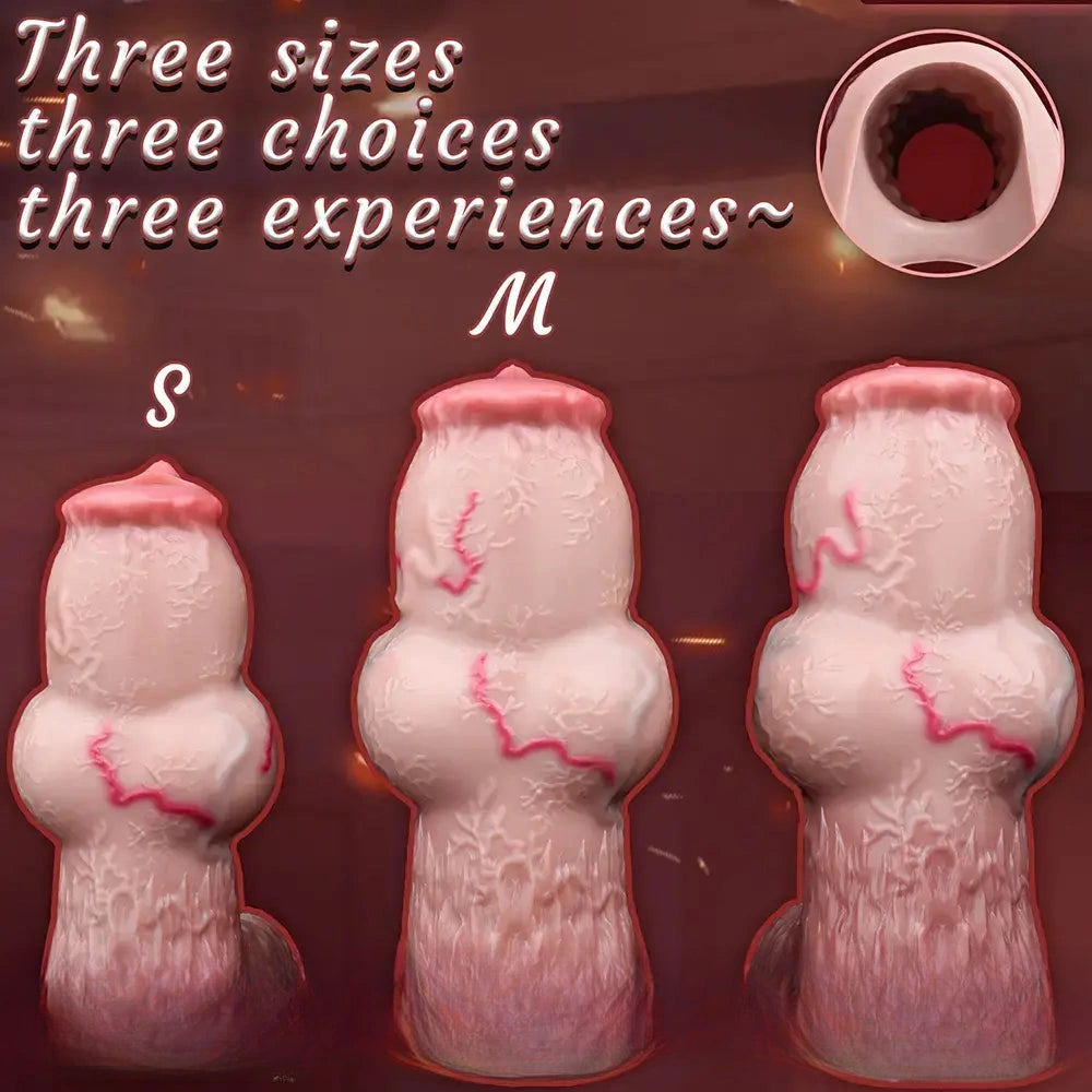 5.47in 6.49in 6.77in Realistic Dog Lifelike Dildo Sleeve With Close Open Head