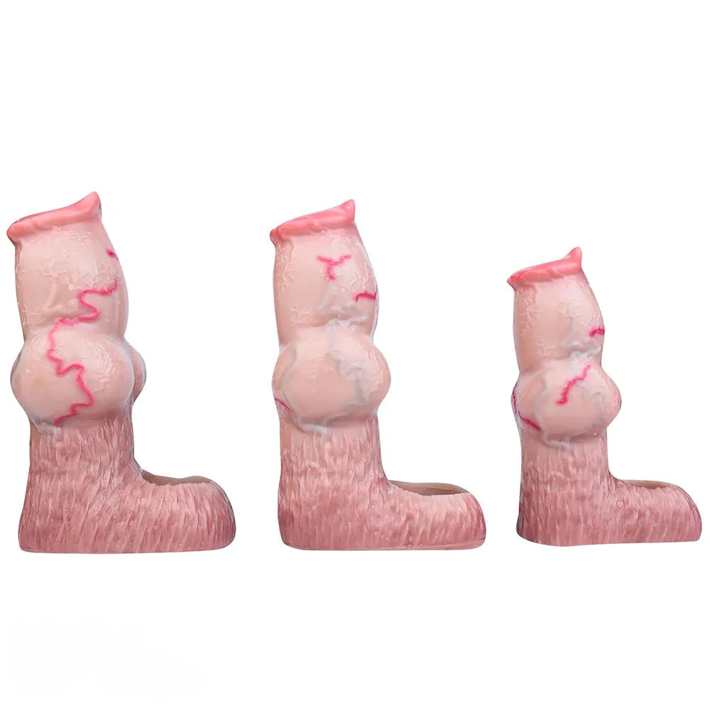5.47in 6.49in 6.77in Realistic Dog Lifelike Dildo Sleeve With Close Open Head