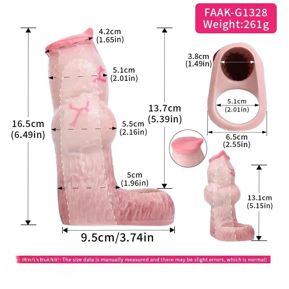 5.47in 6.49in 6.77in Realistic Dog Lifelike Dildo Sleeve With Close Open Head