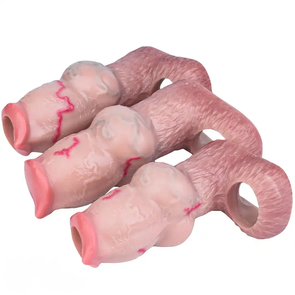 5.47in 6.49in 6.77in Realistic Dog Lifelike Dildo Sleeve With Close Open Head