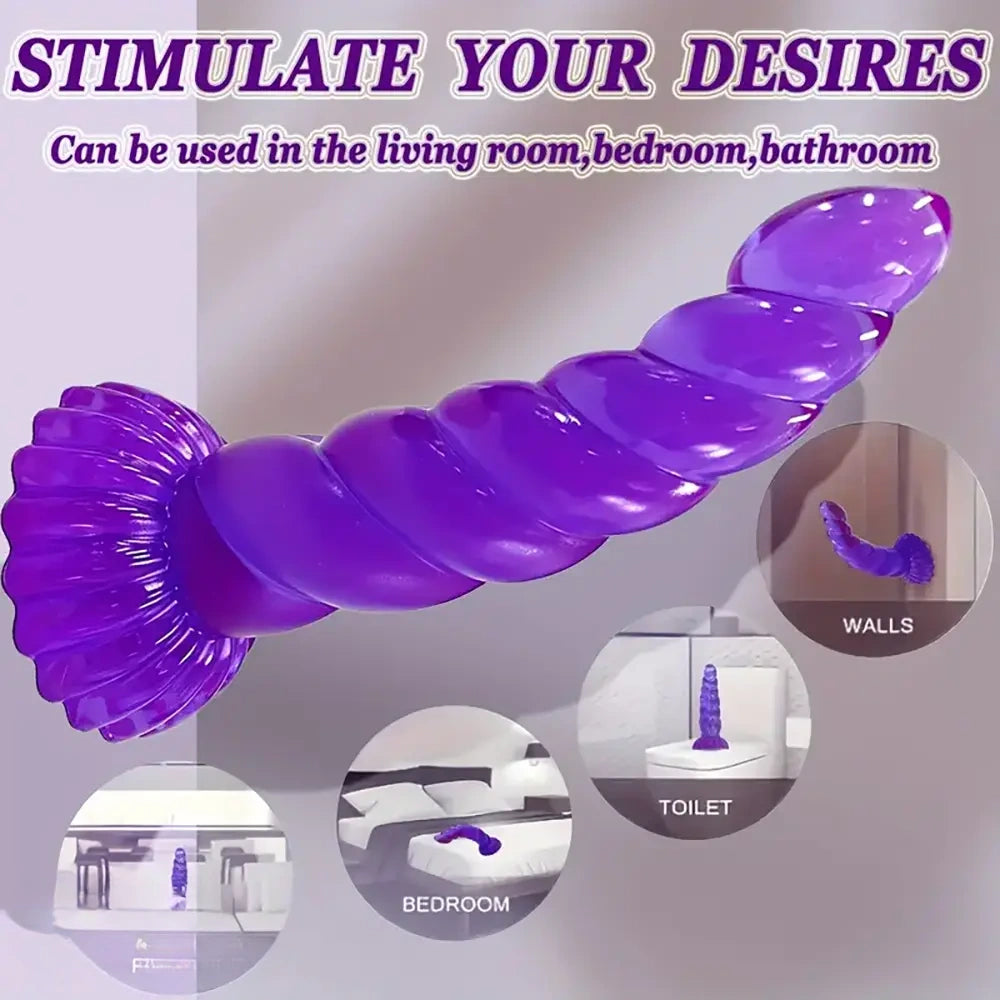 5.4in 8.66in Fantasy Purple Jelly Dildo Powerful Suction Cup Adult Toy