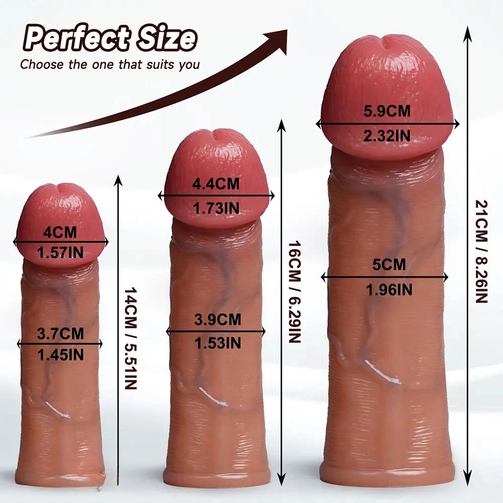 5.51in 6.29in 8.26in Male Silicone Dildo Cock Sleeve For G Spot Anal Play