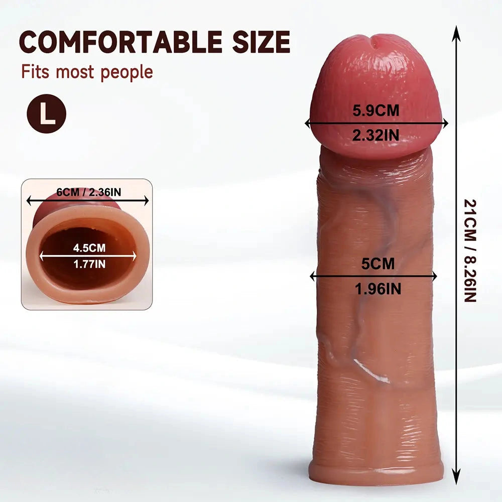 5.51in 6.29in 8.26in Male Silicone Dildo Cock Sleeve For G Spot Anal Play