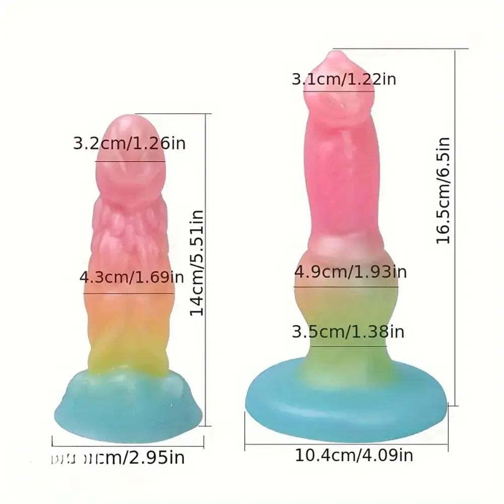 5.51in 6.5in 7.28in 8.07in Fantasy Monster Animal Dog knot Soft Dildo