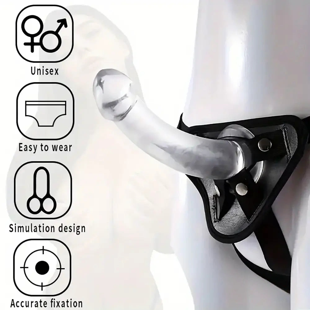 5.51in 6.69in 7.67in Premium Realistic Clear Strap On Harness Dildo