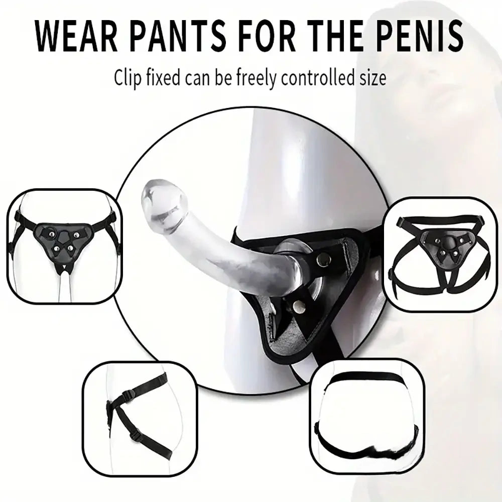 5.51in 6.69in 7.67in Premium Realistic Clear Strap On Harness Dildo