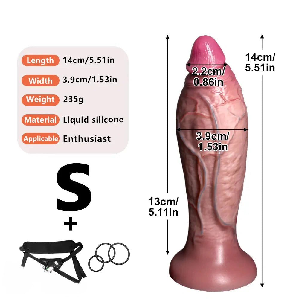 5.51in 6.69in 7.87in Strap on Dildo Real Lifelike Soft Perfect Real Veins Penis