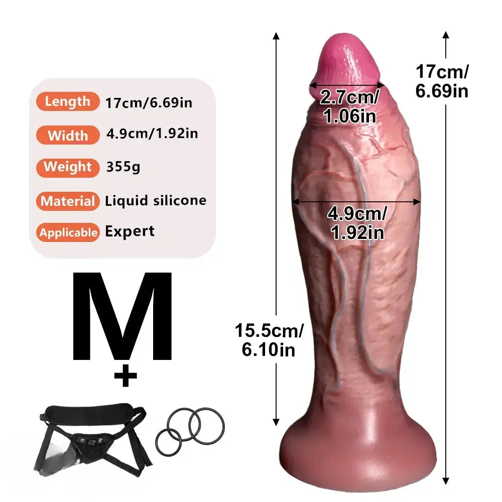 5.51in 6.69in 7.87in Strap on Dildo Real Lifelike Soft Perfect Real Veins Penis